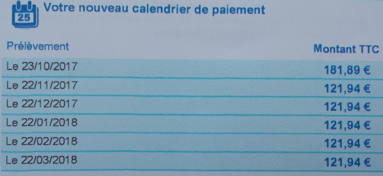 Modification des mensualités EDF