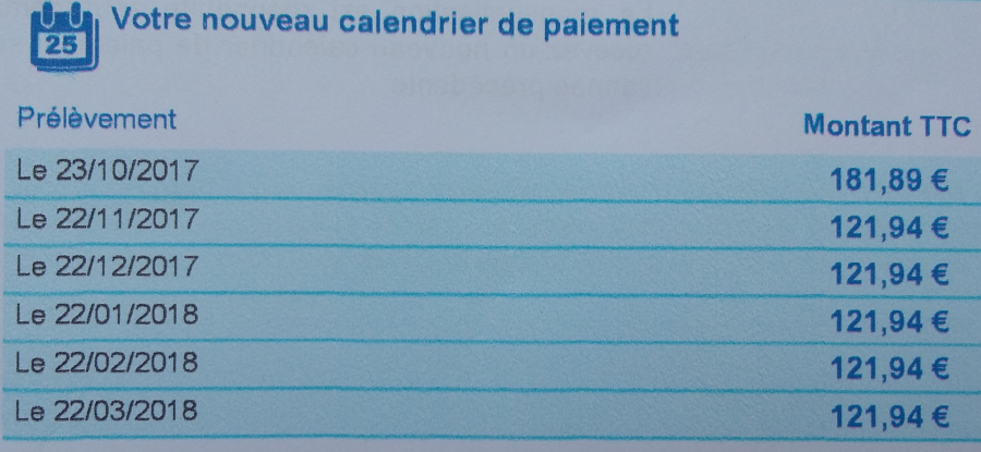 Modification des mensualités EDF